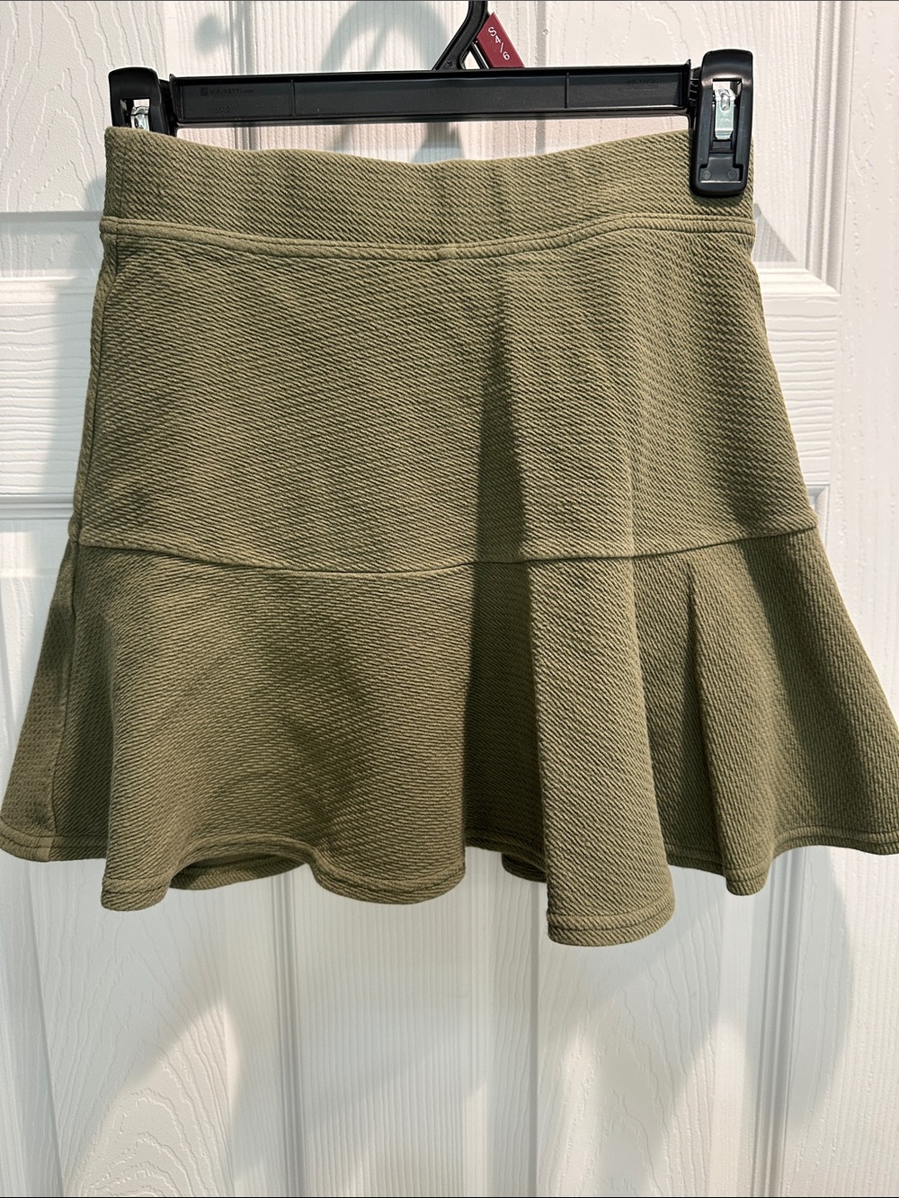 aerie Olive Green Flared Skater Skirt with Textured Knit